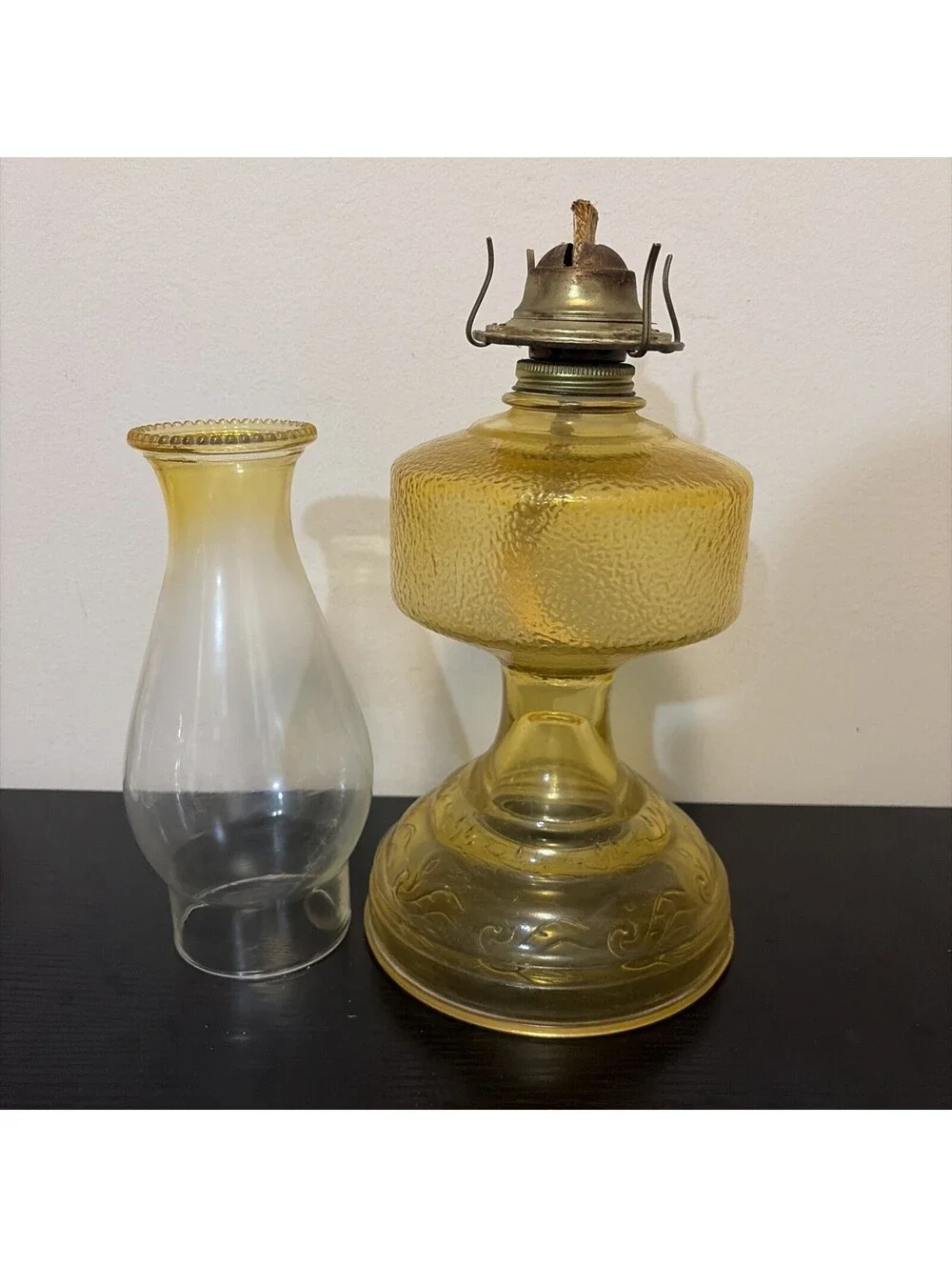 Vintage Eagle Wick Amber Glass Kerosene 18.25